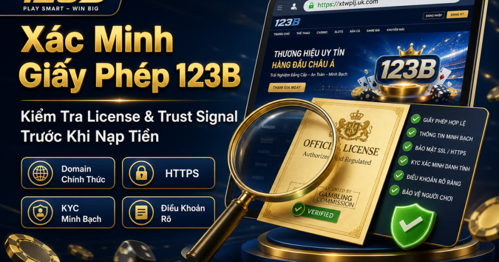Xác minh giấy phép hoạt động và trust signal nhà cái 123B